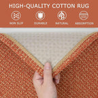 KOZYFLY Runners for Hallways 2x10 ft Washable Kitchen Runner Non Slip Rubber Backed Hallway Rugs Cotton Entryway Runner Rug Floor Carpet for Indoor Hall, Backdoor, Kitchen, Orange/Tan