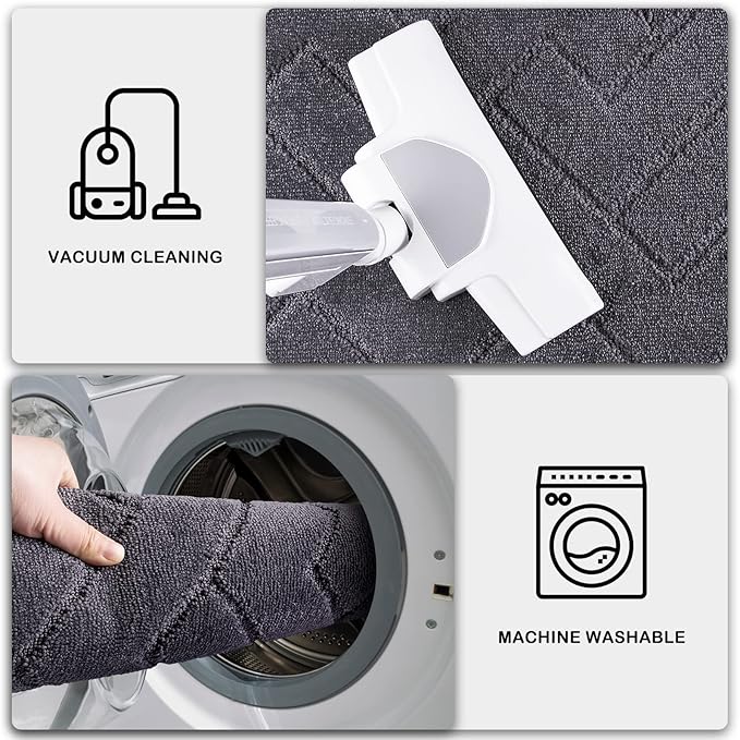 PURRUGS Dirt Trapping Door Mat 32" x 47", Non-Slip Machine Washable Entry Rug, Shoe Scraper, Dog Doormat, Super Absorbent Welcome Mat for Front & Back Door, Muddy Wet Shoes & Paws, Grey