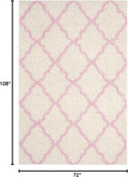 SAFAVIEH Dallas Shag Collection Area Rug - 6' x 9', Ivory & Light Pink, Trellis Design, Non-Shedding & Easy Care, 1.5-inch Thick Ideal for High Traffic Areas in Living Room, Bedroom (SGD257P)