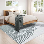 YIHOUSE Grey Rug for Living Room, 6×9 Modern Abstract Area Rug, Geometric Contemporary Wave Striped Rugs for Playroom Nursery, Washable Nonslip Large Rug for Bedroom Dining Room