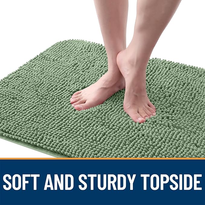 OLANLY Dog Door Mat for Muddy Paws 34x21, Absorbs Moisture and Dirt, Absorbent Non-Slip Washable Doormat, Quick Dry Chenille Mud Mat, Entry Indoor Entryway Carpet for Inside Floor, Olive Green