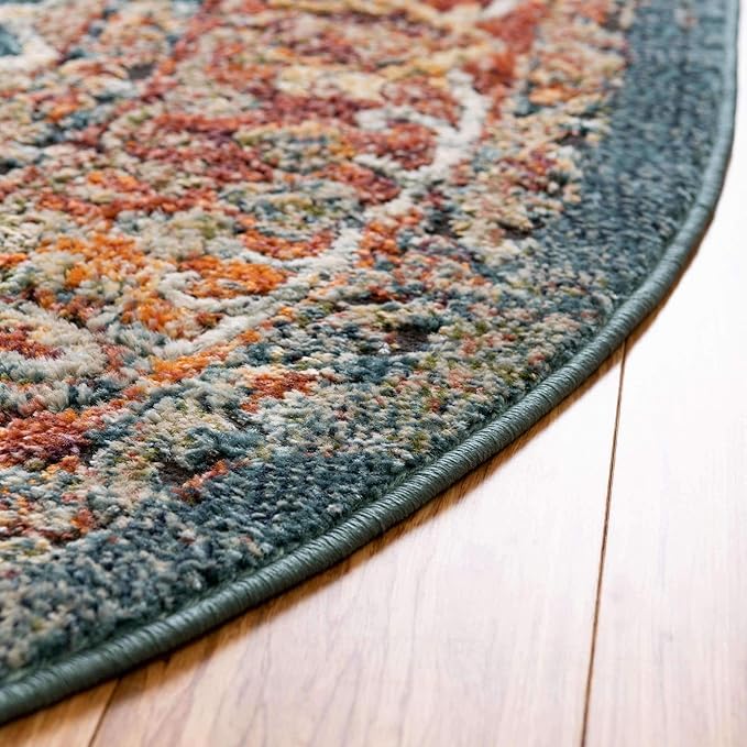 Unique Loom Isabella Collection Area Rug - Rossellini (3' 3" Round, Rust Red/ Beige)