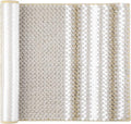 PiccoCasa Chenille Bathroom Rug, Soft Fluffy Absorbent Bath Mat, Medium Pile Striped Carpet Washable Non Slip Bathroom Floor Mats(20"x32",Khaki & White)