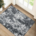 Washable Area Rugs 2'x3' Non-Slip Modern Abstract Soft for Living Room Entryway Bedroom Nursery, Print Pattern, Black Gray