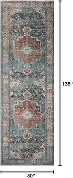 Loloi Margot Collection MAT-05 Ocean/Brick 2'-6" x 11'-6" Runner Rug feat. CloudPile, No-Shed Easy Clean Large Patterned Area Rug for Living Room, Bedroom, Dining Area