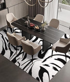 YIHOUSE Modern Area Rugs for Bedroom,5x7 Washable Black and White Rug, Thin Abstract Geometric Minimalist Striped Rug, Black Rugs for Bedroom,Kitchen,Dining Room Office