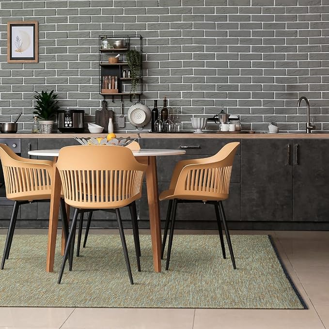 LUXE WEAVERS Modern Farmhouse Green 8x10 Washable Area Rug, Anti-Slip Diamond Pattern Carpet