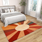 70s Rugs for Living Room -Retro Sun Rug, 6x8 ft, Mid Century Sun Washable Rugs for Living Room, Red and Orange Area Rug for Bedroom, Boho Retro 70s Home Decor & Gifts