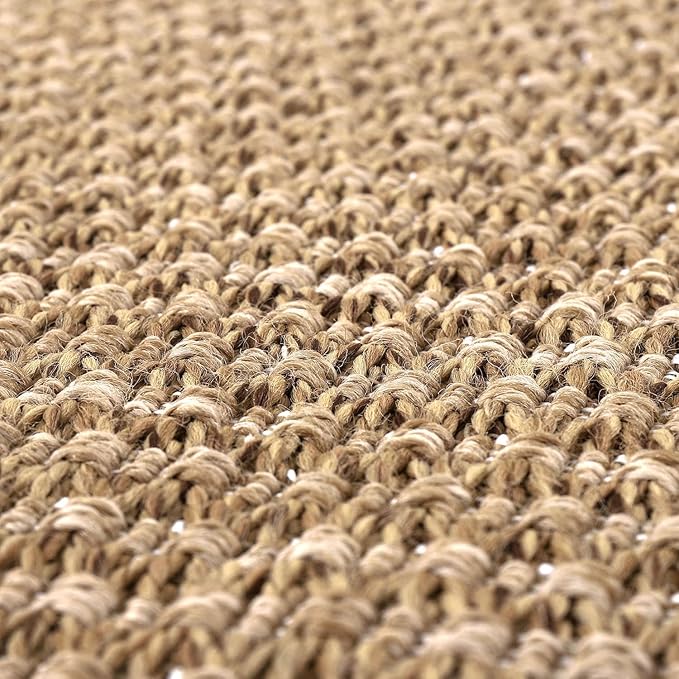 Easy Jute Rugs 9x12 Natural Color Living Room Indoor Outdoor Area Rug for Patio Farmhouse and Kitchen Rug High Traffic Easy to Clean Washable Solid Boho Woven Design Outside Carpet (9 x 12)