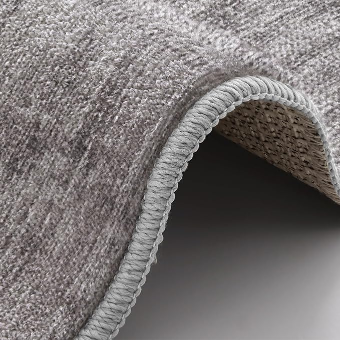 LUMI 8x10 Washable Neutral Area Rug, Ultra-Soft, Non-Slip, Low-Profile Grey Carpet with Enhanced Anti-Slip Backing for Living Room, Bedroom, Indoor Spaces, and Home Décor