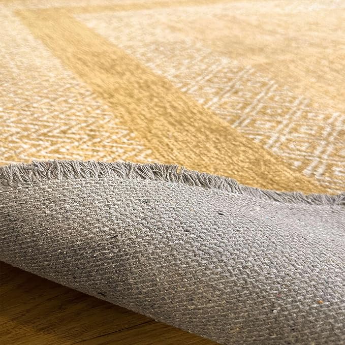 Alfa Rich 4x6 Amber Gold Washable Area Rugs for Living Room Bedroom Kitchen Cotton Pet Friendly Rug