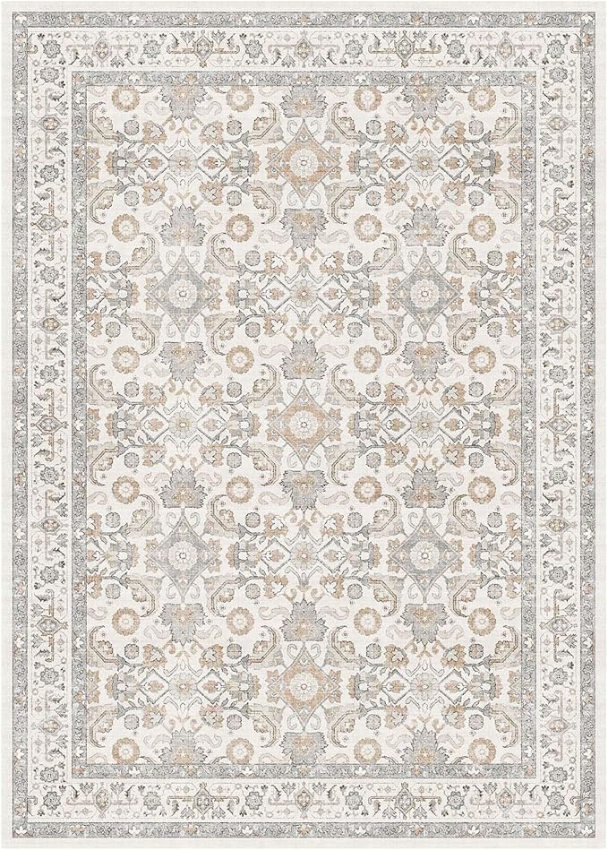 WITSHOCK Living Room Area Rugs 5x8: Soft Non-Slip Backing Washable Rugs Vintage Large Carpet for Bedroom Office Dining Room Kitchen Stain Resistant Home Decor Rug