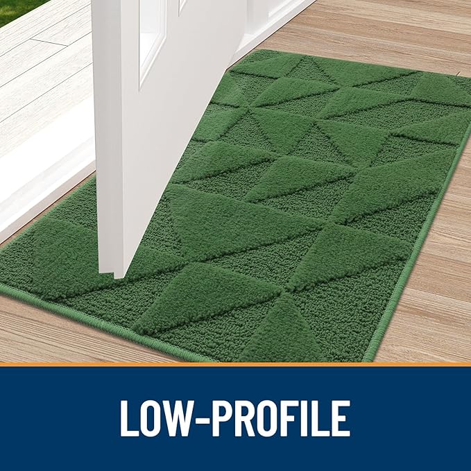 OLANLY Door Mats Indoor, Non-Slip, Absorbent, Dirt Resist, Entrance Washable Mat, Low-Profile Inside Entry Doormat for Entryway (36x24 inches, Green)