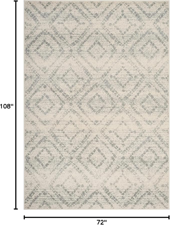 SAFAVIEH Adirondack Collection Area Rug - 6' x 9', Ivory & Light Blue, Modern Diamond Distressed Design, Non-Shedding & Easy Care, Ideal for High Traffic Areas in Living Room, Bedroom (ADR131T)
