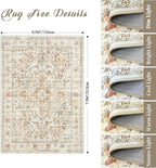 zesthome 5x7 Washable Rug-Stain Resistant Area Rugs for Living Room, Ultra-Thin Vintage Rugs, Non-Slip Backing Rug, Low Pile Large Area Rug, Boho Home Decor