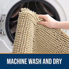OLANLY Dog Door Mat for Muddy Paws 59x24, Absorbs Moisture and Dirt, Absorbent Non-Slip Washable Doormat, Quick Dry Chenille Mud Mat for Dogs, Entry Indoor Entryway Carpet for Inside Floor, Beige