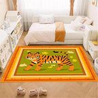 Tiger Rugs for Living Room，6x8ft,Modern Minimalist Style Orange Tiger Rug Suitable for Children's Room，Machine Washable Cute Tiger Rug for Boys and Girls Bedroom Farmhouse Restaurant