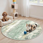 GENIMO Round Area Rugs 5FT for Living Room, Washable Circle Rug Low Pile, Non Slip Abstract Carpet for Bedroom, Enytryway, Kitchen, Light Green