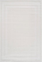 CAMILSON Micro Loop Rug 8x10 Modern Luxury Bordered Area Rugs Soft High and Low Pile Stain Resistant Easy-Cleaning Non-Shedding for Living Room Office Indoor Carpet (8 x 10 / White)