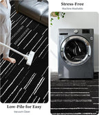YIHOUSE 8x10 Abstract Line Area Rug, Modern Washable Stain Resistant Rugs Non Slip, Soft Indoor Large Floor Carpet for Living Room, Bedroom,Dining Room, Black and White