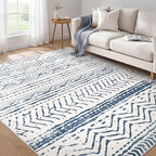 Nakagishi 5x7 Area Rug Living Room: Machine Washable Boho Large Neutral Farmhouse Stain Resistant Indoor Floor Rugs Moroccan Carpet for Bedroom Nursery Dorm Classroom Playroom Dining Room- Navy Blue