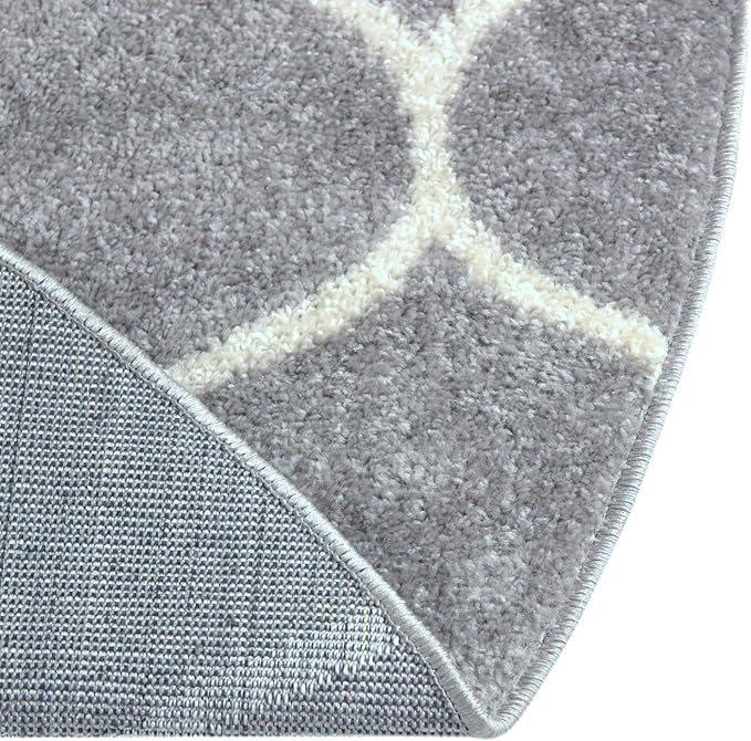 Rugs.com Lattice Frieze Collection Rug – 5' x 8' Oval Light Gray Medium Rug Perfect for Living Rooms, Large Dining Rooms, Open Floorplans