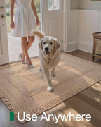 LUMI Handwoven Jute Door Mat, Non-Slip Durable Entryway Mat with Anti-Slip Mat for Hard Floor, Front Door Mats for Home Entrance, Patio, 36"x60", Knit Jute