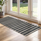 Lahome Striped Easy Jute Runner, 2x6 Kitchen Runner Rug Non Slip Washable Outdoor Rug for Entryway Indoor, Farmhouse Indoor Outdoor Black Carpet for Hallway 6ft Entry Front Door