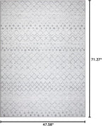GLN Rugs Contemporary Collection - Machine Washable Area Rug, Contemporary Washable, Non Slip, Low Pile Chenille Rug, Living Room, Bedroom, Kitchen Rug (4' x 6' Gray 0166)