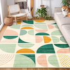 MUJOO Green Rug Boho Washable,5x7 Area Rugs for Living Room Bedroom,Large Throw Floor Carpet Non Slip Soft Modern Abstract Sage Green