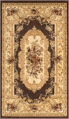 Rugs.com Chateau Collection Rug – 3' x 5' Brown Medium Rug Perfect for Entryways, Kitchens, Breakfast Nooks, Accent Pieces
