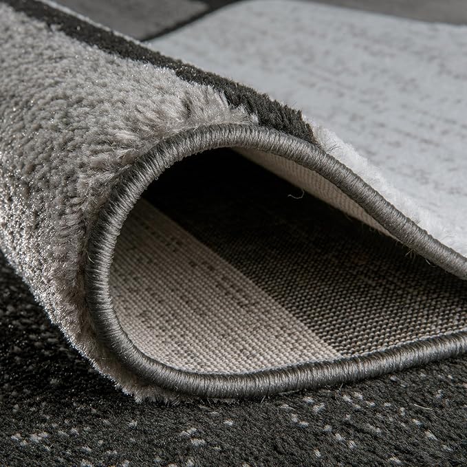 Rugshop Contemporary Modern Boxes for Home Office,Entryway,Living Room,Bedroom,Kitchen Non Shedding Round Area Rug 8' Gray
