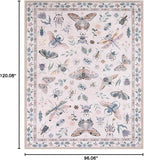 Lahome Insect Print Washable Rugs 8x10, Soft 8x10 Rugs for Living Room Dining Room Ultra-Thin, Non-Slip Modern Bedroom Rug Large Carpet Non-Shedding Accent Rug for Office Classroom(8x10ft,Pink)