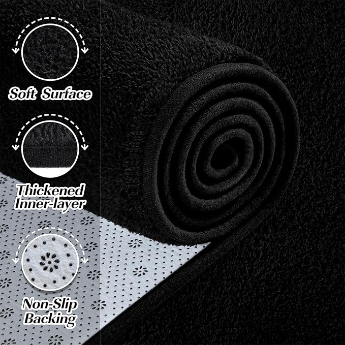 Large Area Rugs for Living Room Bedroom, 6x9 Feet Black Rug, Minimalist Modern Shag Rug, Soft Thick Comfy Memory Foam Indoor Carpet, Non-Slip Washable Rug for Boys Girls Dorm Nursery Room Home Decor
