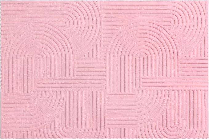 Pauwer 4x6 Washable Area Rugs for Living Room Modern Pink Solid Color Soft Fluffy Rugs for Bedroom Non Slip Boho Accent Indoor Mat Floor Carpet Cover for Kids Room Dining Room Kitchen Office, Pink