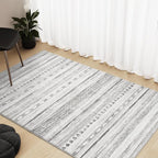 3x5 Area Rug Machine Washable Non Slip Rug Distressed Neutral Moroccan Boho Rug Ultra Soft Indoor Rugs for Bedroom Living Room Entryway Kitchen Foyer Bedside, Black