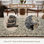 Collive Farmhouse Hallway Runner Rug, 2x6 Hand-Woven Reversible Washable Runners for Kitchen Floor, Natural/Black Cotton Laundry Room Rugs Modern Boho Kitchen Sink Carpet for Bathroom Foyer Bedroom
