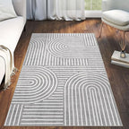 3x5 Washable Area Rug - Small Entryway Rug Non-Slip Grey Abstract Rainbow Kitchen Rugs Modern Boho Carpet Throw Rugs for Living Room Bedroom Bathroom Dorm Nursery Room Home Decor