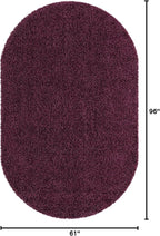 Unique Loom Solid Shag Collection Area Rug (5' 1" x 8' Oval, Eggplant Purple)