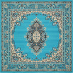 Unique Loom Reza Collection Traditional Persian Style Area Rug, 8' 0" x 8' 0", Turquoise/Ivory