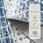 Lahome Moroccan Washable Blue Runner Rug 2x6 Rug Runners for Hallways Non Slip Throw Stain Resistant Kitchen Runners, Geometric Print Distressed Indoor Floor Rug for Entryway Bathroom Bedroom