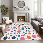 Polka Dots Rugs for Kids Room -Polka Dot Rug, 5x6 ft, Colorful Dots Area Rug, Multicolor Geometric Washable Non-Slip Stain Resistant Carpet, Kids Nursery Playroom Home Decor & Gifts
