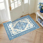 SOULFUL Medium Pile 3x5 Area Rug - Soft Foot Feel Small Entryway Rug - Blue Boho Floral - Washable Non-Slip - Perfect for Living Room Bedroom Foot Kids Room Reading Nook
