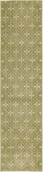 Nourison Home Nourison Essentials Green Ivory 2'2" x 7'6" Area Rug - Easy Clean, Non Shedding, Bed Room, Living Room, Dining Room, Kitchen (8' Runner)