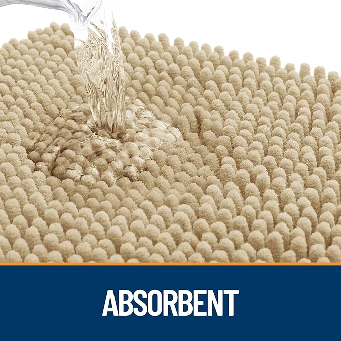 OLANLY Dog Door Mat for Muddy Paws 54x32, Absorbs Moisture and Dirt, Absorbent Non-Slip Washable Doormat, Quick Dry Chenille Mud Mat for Dogs, Entry Indoor Entryway Carpet for Inside Floor, Beige
