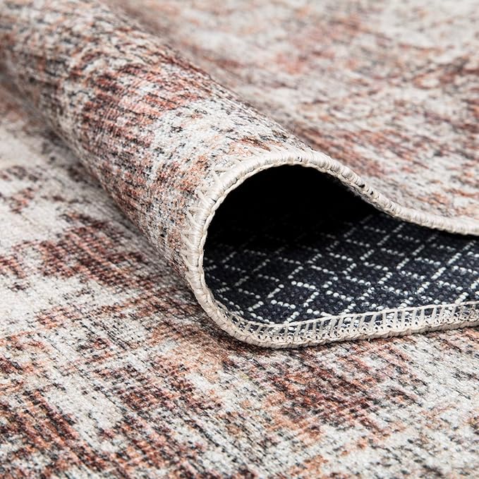 Bloom Rugs Washable Non-Slip 9' x 12' Rug - Ivory/Blush Traditional Area Rug for Living Room, Bedroom, Dining Room, and Kitchen - Exact Size: 9' x 12'