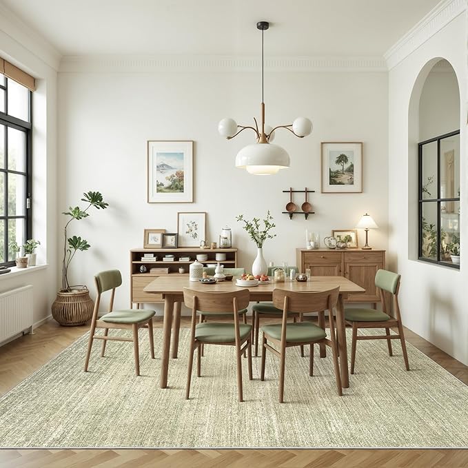 Valenrug Washable Rug 6x9 - Stain Resistant 6x9 Area Rugs for Living Room, Non Slip Backing Printed Rugs for Bedroom, Folable Machine Washable Area Rug (6'x9', Green)