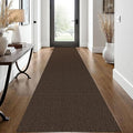 EARTHALL Washable Runner Rug 2x12 Ft Non Slip Runners for Hallways Long Cotton Rubber Backed Kitchen Runner Braided Indoor Floor Carpet Runners for Entryway, Hall, Kitchen, Brown/Coffee