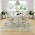 Morebes Washable Area Rugs 5x7 for Living Room, Boho Floral Green and Pink Nursery Rug Non Slip, Soft Vintage Flower Indoor Floor Carpet for Bedroom Dining Room, Sage Green