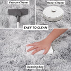 Beglad Fluffy Large Area Rugs 6x9 Feet, Modern Minimalist Style Shag Fuzzy Rugs, Non-Slip Indoor Carpet Soft Rugs for Kids Room, Bedroom & Living Room, Tie-Dyed Light Grey